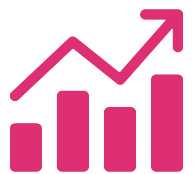 Icon of bar graph with an arrow going upwards